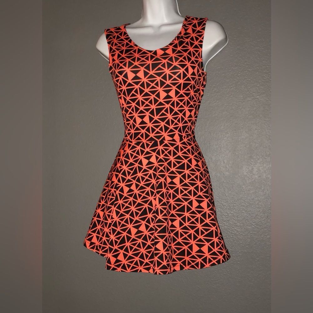 Boutique Spring Orange Print Mini Sundress Dress size Small